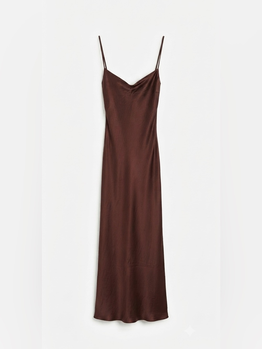 Meshki Chocolate Brown Satin Slip Maxi Dress - Size M (Altered to fit XS/S)